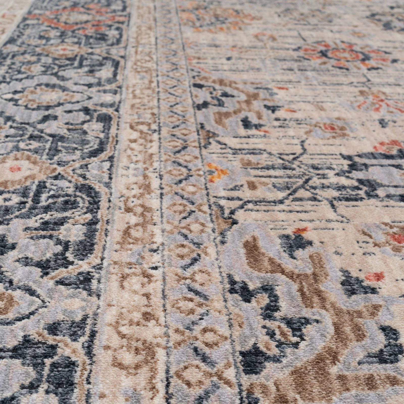 Blue Foral Motif Runner Rug - Image 6