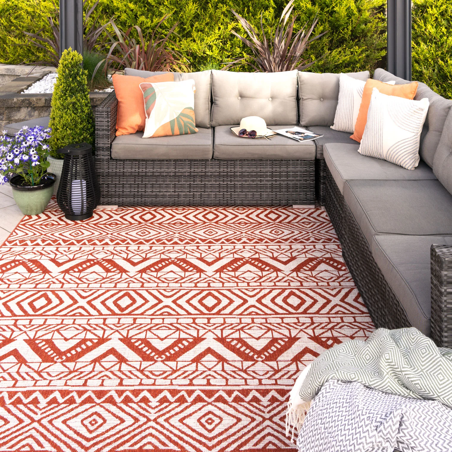 Dark Terra Flatweave Indoor Outdoor Rug - Ruskin - Image 7