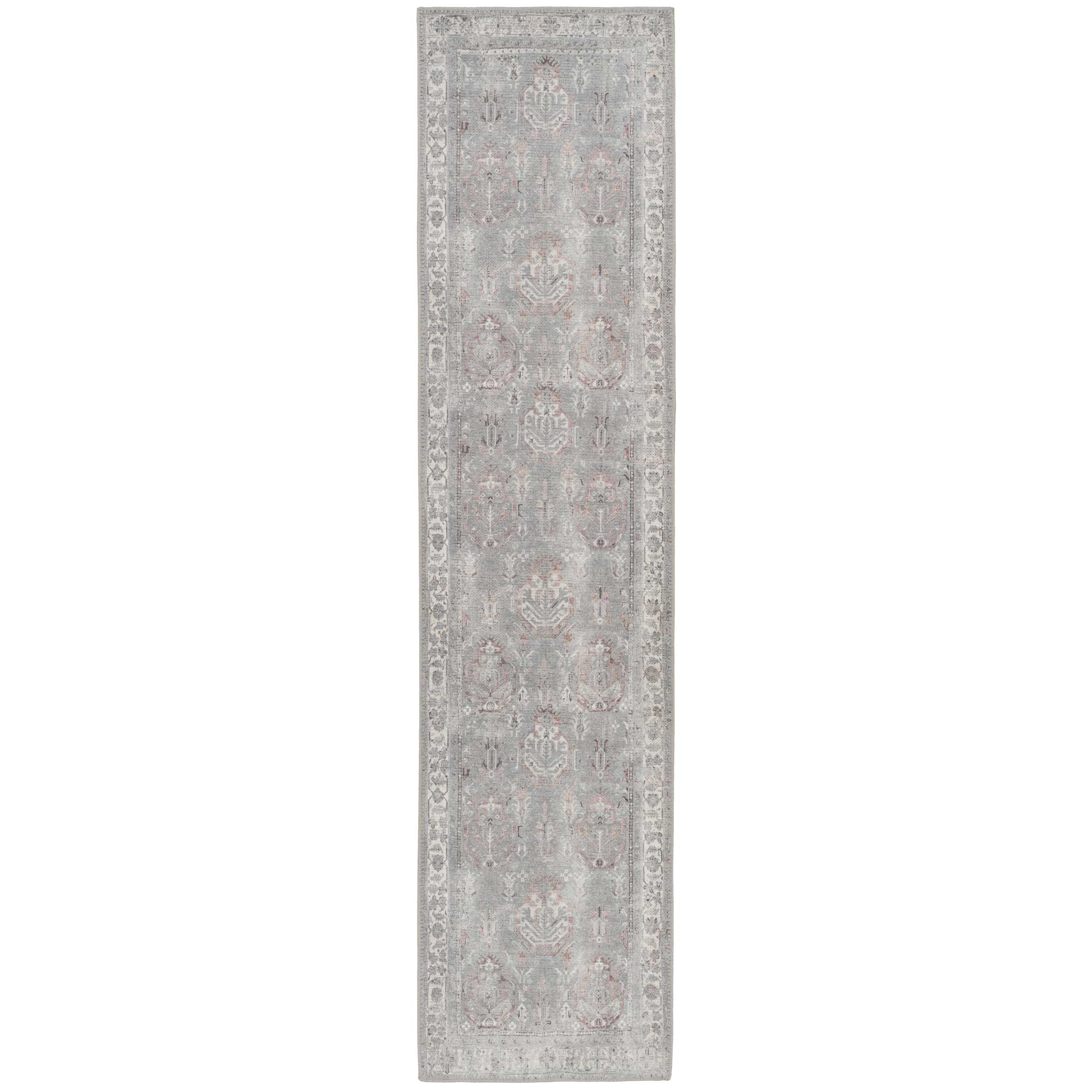 Flatwoven Washable Distressed Grey Bordered Runner - Grand - Image 7