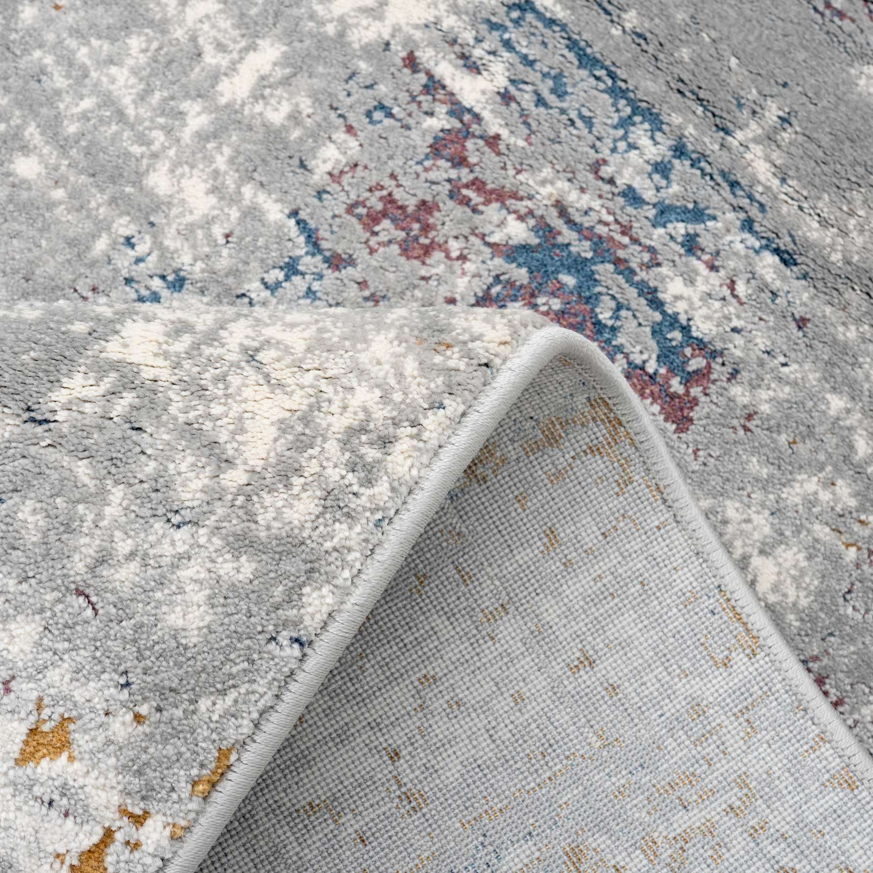 Grey Distressed Multicoloured Abstract Living Room Rug - Song - Image 6