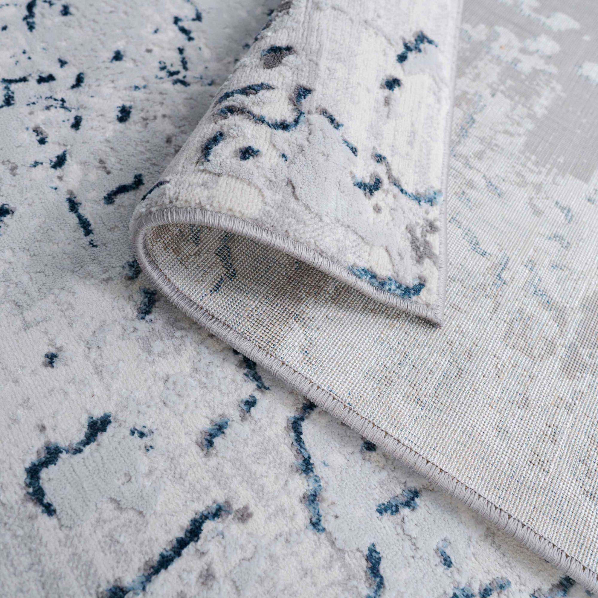 Modern Blue Abstract Distressed Living Room Rugs - Grace - Image 6