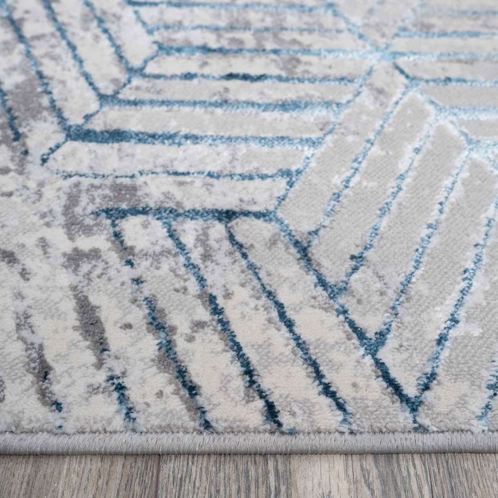Modern Blue Abstract Geometric Living Room Rugs - Busby - Image 7