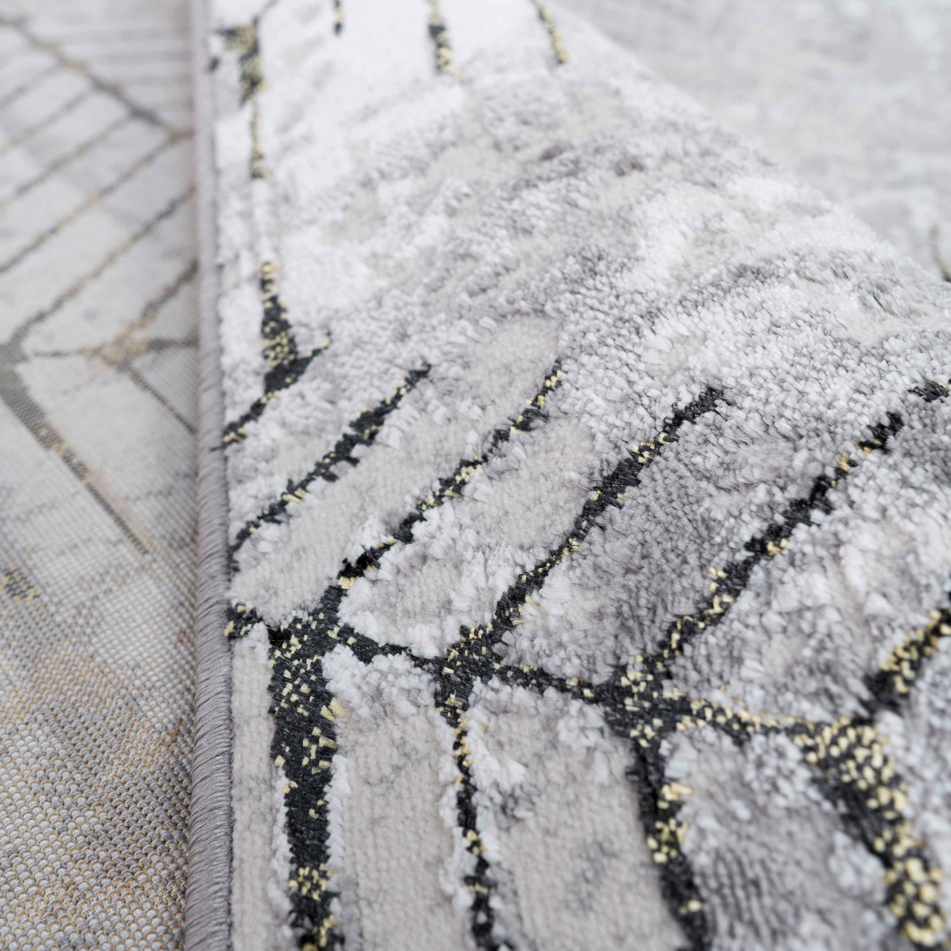 Modern Gold Abstract Geometric Living Room Rugs - Image 6