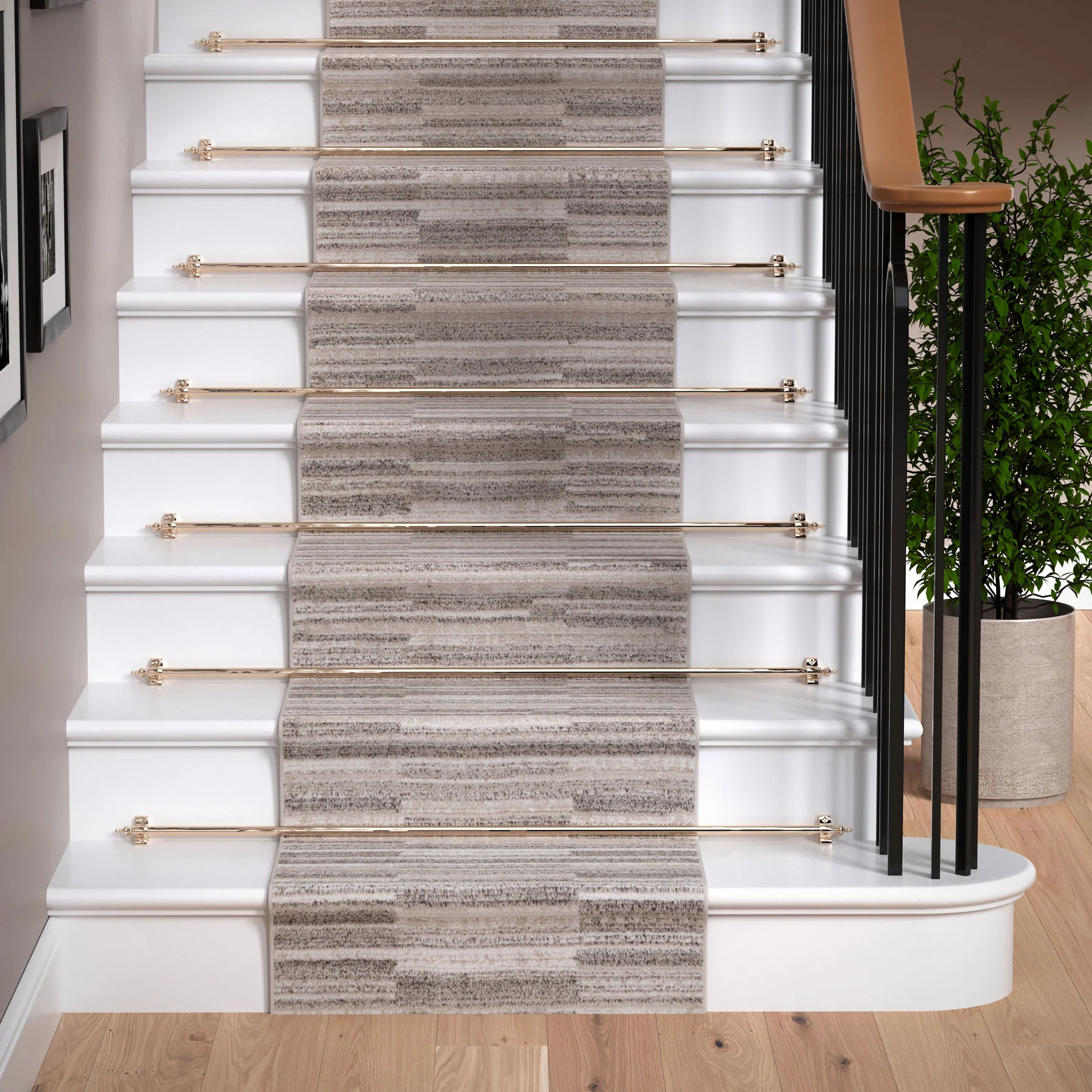 Neutral Beige Linear Living Room Rug - Elias - Image 3