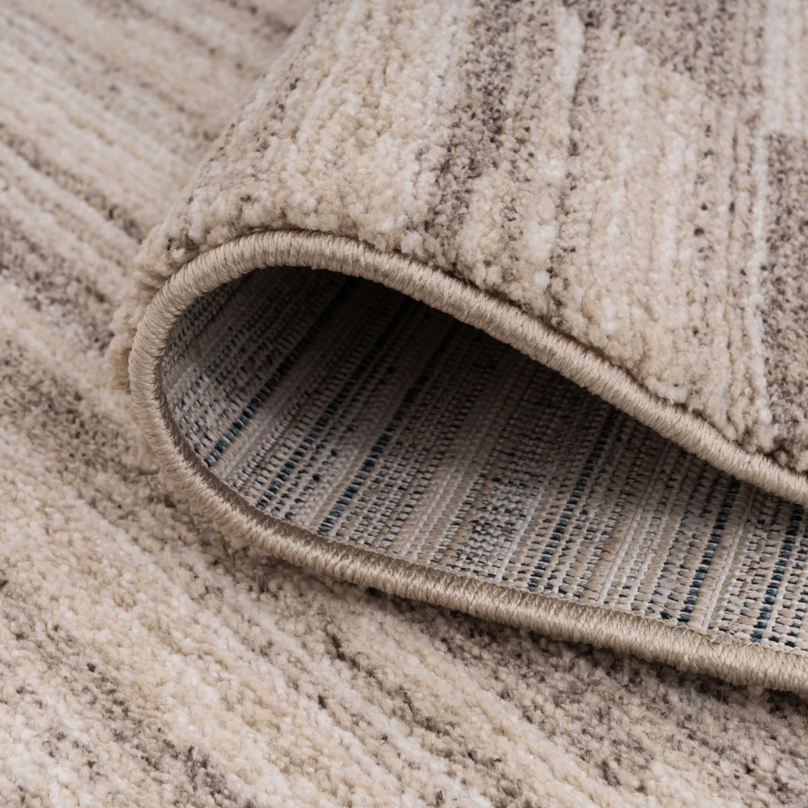 Neutral Beige Linear Living Room Rug - Elias - Image 7