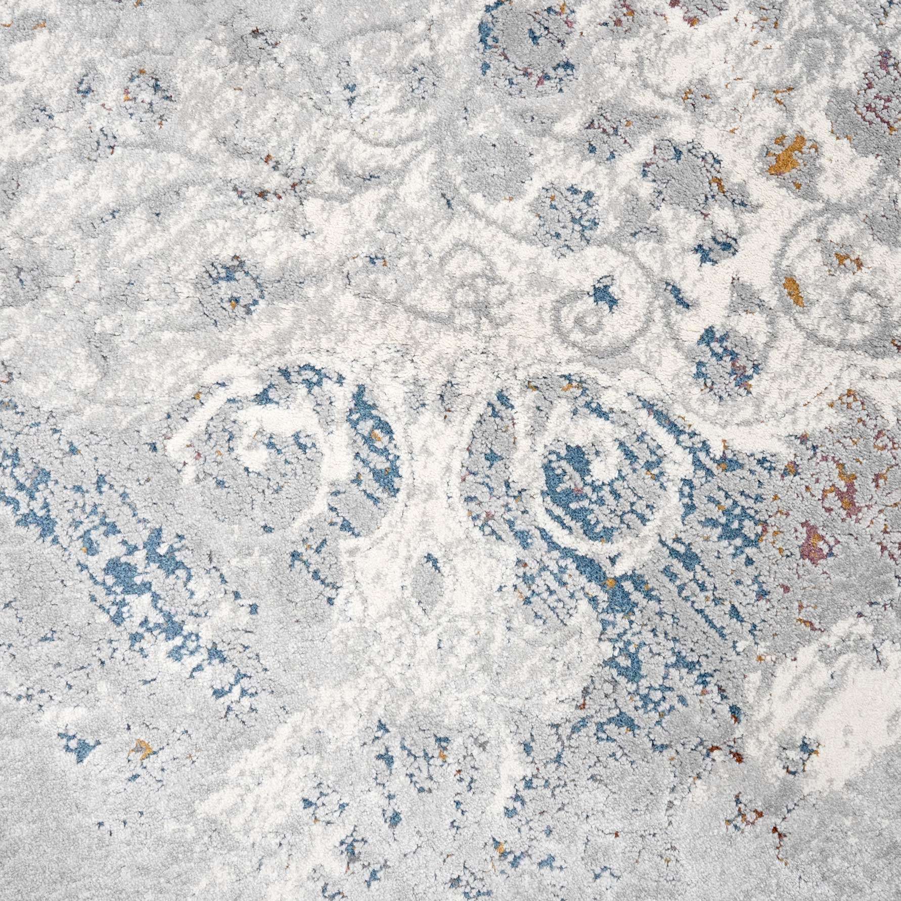 Ornate Soft Grey Distressed Medallion Living Room Rug - Meredith - Image 6