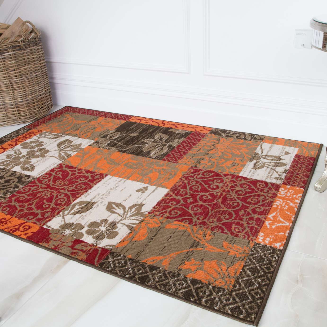 Round Circle Patchwork Terracotta Rug - Image 5