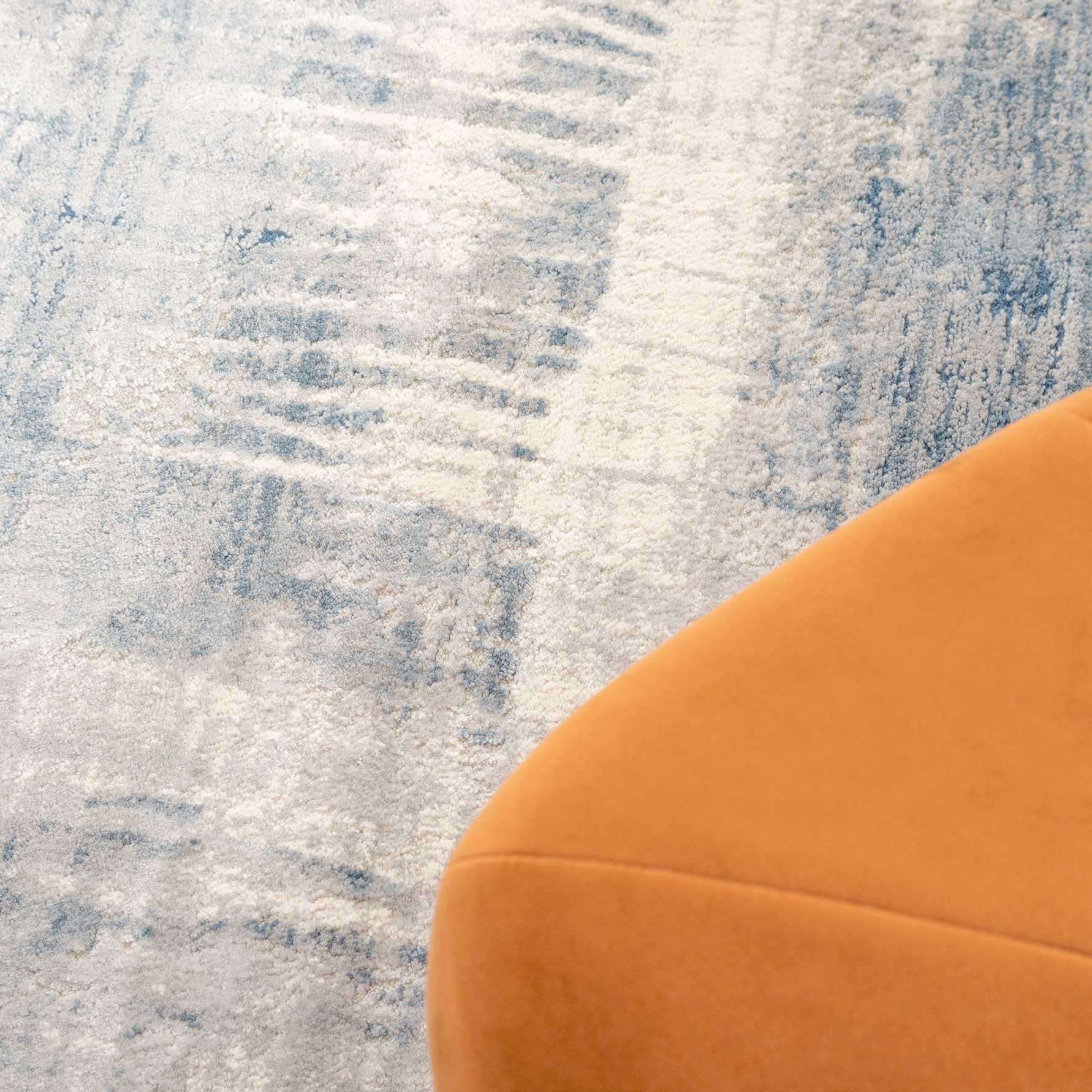 Soft Blue Distressed Abstract Living Room Area Rug - Bedtime - Image 3