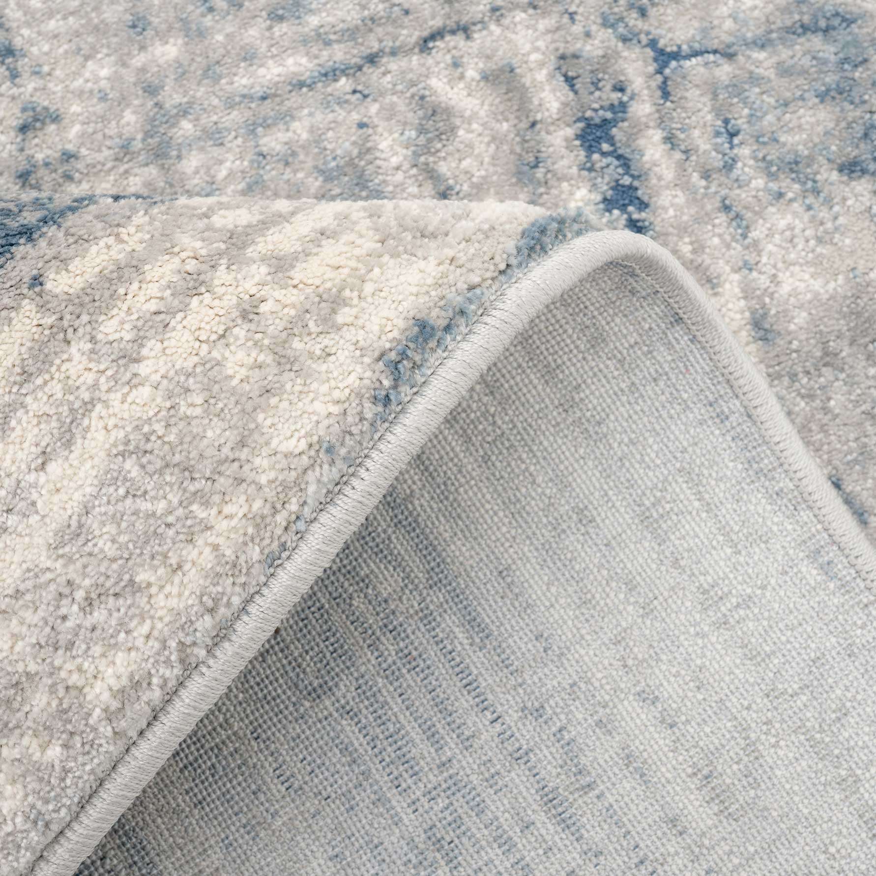 Soft Blue Distressed Abstract Living Room Area Rug - Bedtime - Image 5