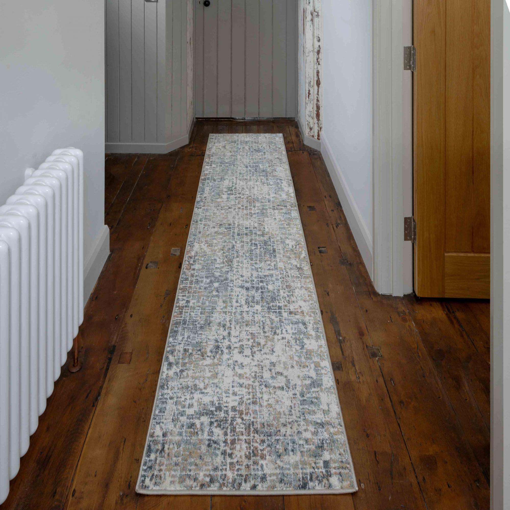 Soft Modern Blue Distressed Abstract Bedroom Rugs - Minuet - Image 8