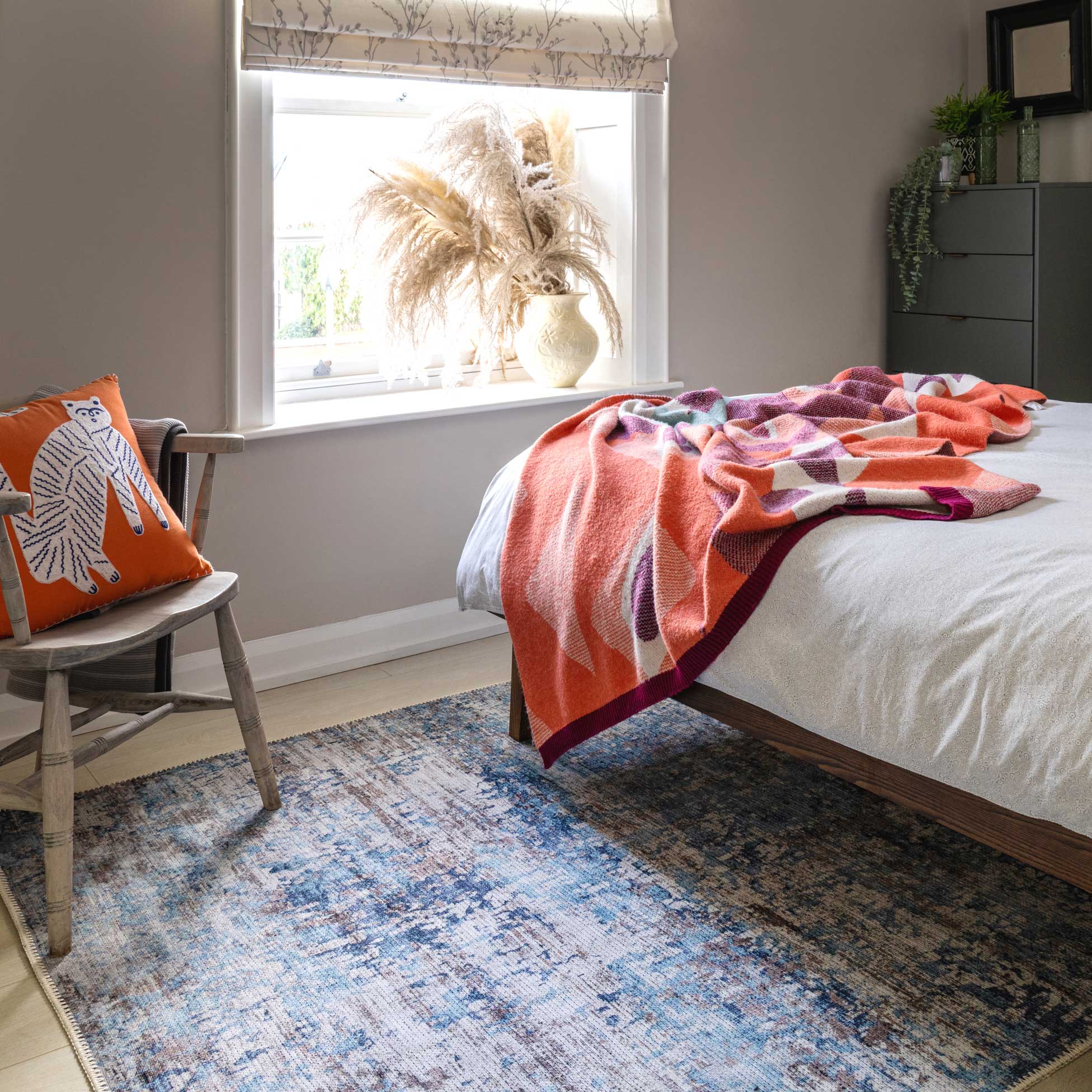 Flatwoven Washable Distressed Blue Area Rug - Dash - Image 3