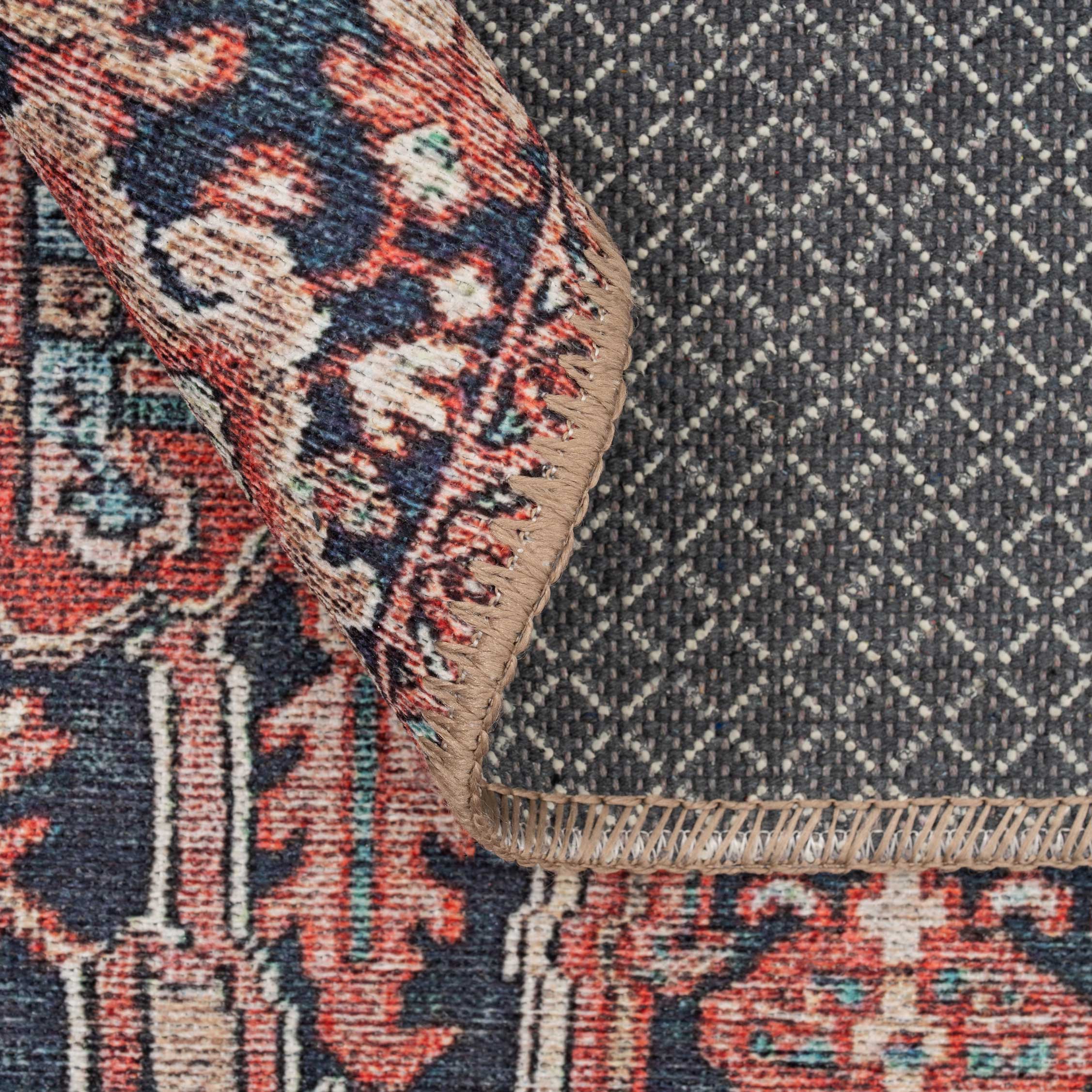 Flatwoven Washable Red Distressed Traditional Rug - Savanna - Image 15