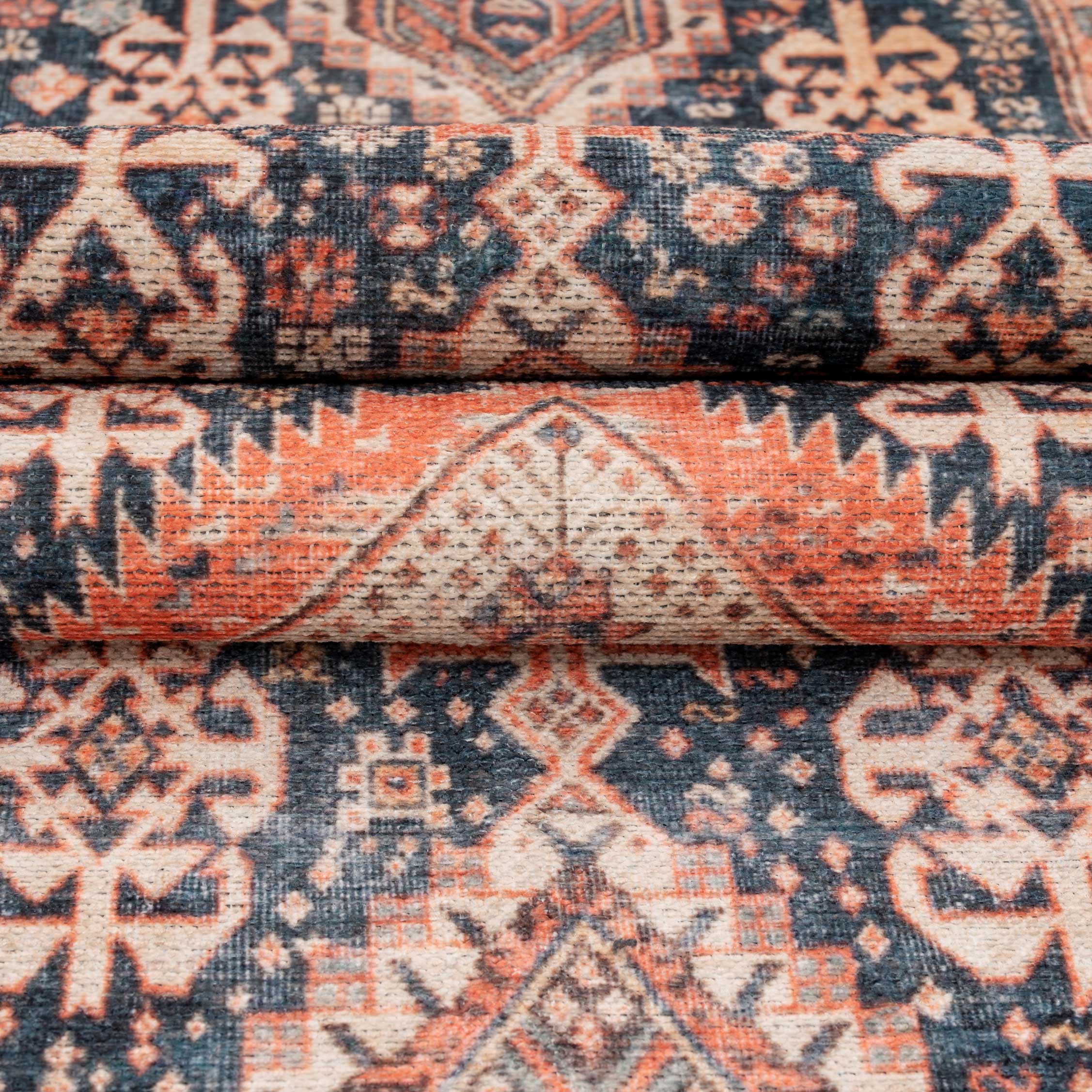 Flatwoven Washable Terracotta Distressed Boho Rug - Perla - Image 7